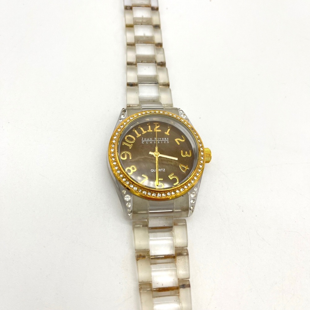 Joan Rivers Classics Women's Gold Tone Rhinestone‎ Bezel Quartz Watch READ!